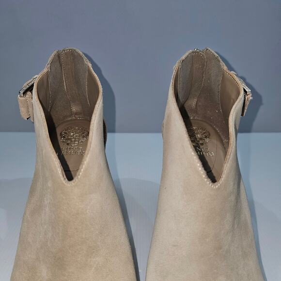 NEW Vince Camuto Fareena Ankle Bootie Womens 11 Tan Leather Peep Toe Block Heel - Picture 7 of 15